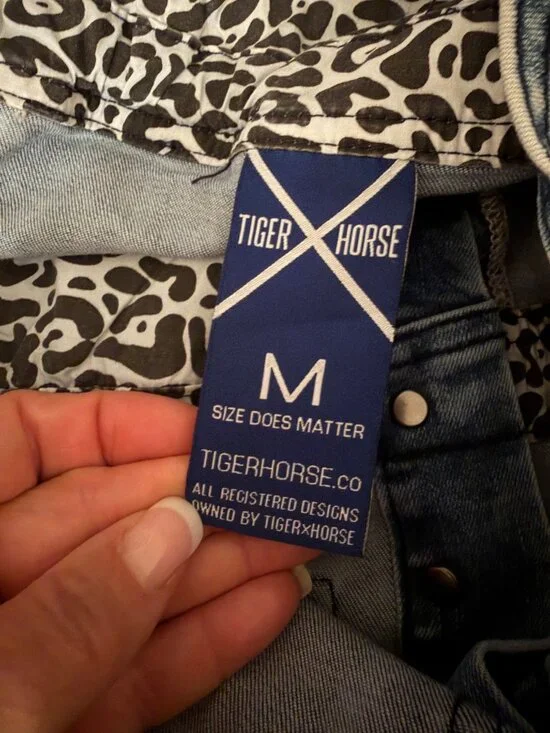 Tiger x Horse Mens Denim Overall Size Medium Blue West Snow Wash Pocket Casual - Picture 7 of 14